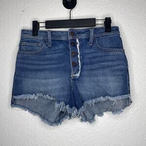 Hollister Womens Shorts Size 27 High Rise Mom Shorts 3" Denim Blue Medium Wash